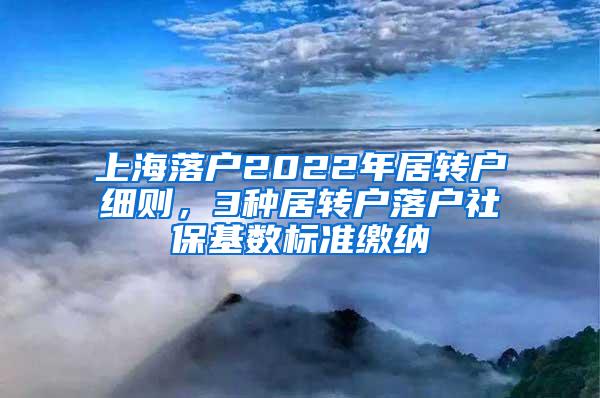 上海落户2022年居转户细则，3种居转户落户社保基数标准缴纳