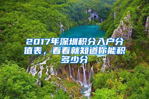 2017年深圳积分入户分值表，看看就知道你能积多少分