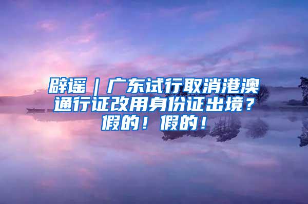 辟谣｜广东试行取消港澳通行证改用身份证出境？假的！假的！