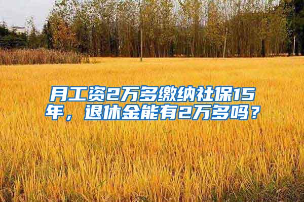 月工资2万多缴纳社保15年，退休金能有2万多吗？