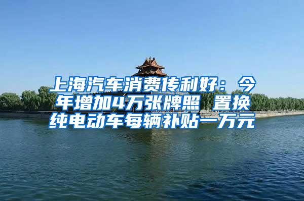 上海汽车消费传利好：今年增加4万张牌照 置换纯电动车每辆补贴一万元