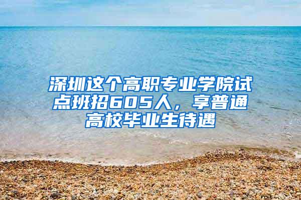 深圳这个高职专业学院试点班招605人，享普通高校毕业生待遇