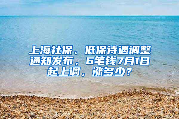 上海社保、低保待遇调整通知发布，6笔钱7月1日起上调，涨多少？