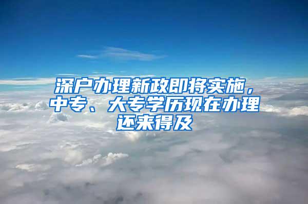 深户办理新政即将实施，中专、大专学历现在办理还来得及