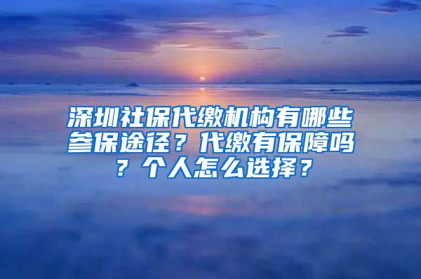 深圳社保代缴机构有哪些参保途径？代缴有保障吗？个人怎么选择？