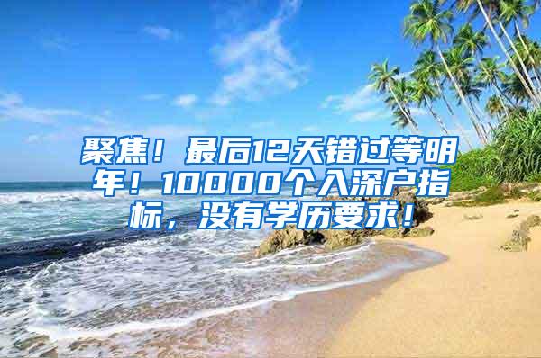 聚焦！最后12天错过等明年！10000个入深户指标，没有学历要求！