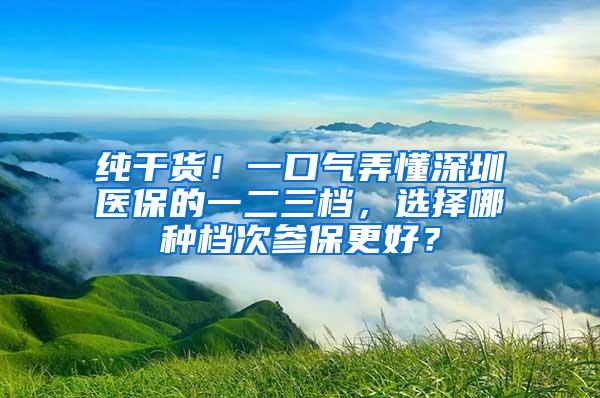 纯干货！一口气弄懂深圳医保的一二三档，选择哪种档次参保更好？