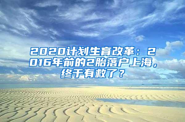 2020计划生育改革：2016年前的2胎落户上海，终于有救了？