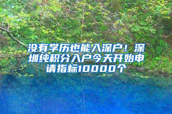 没有学历也能入深户！深圳纯积分入户今天开始申请指标10000个