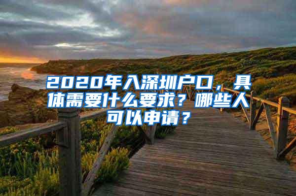 2020年入深圳户口，具体需要什么要求？哪些人可以申请？