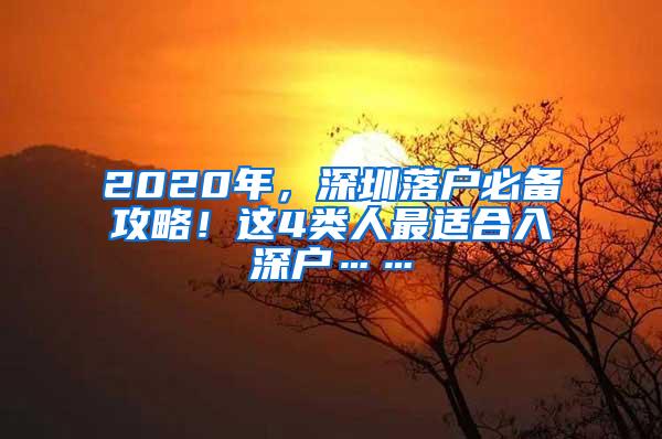 2020年，深圳落户必备攻略！这4类人最适合入深户……