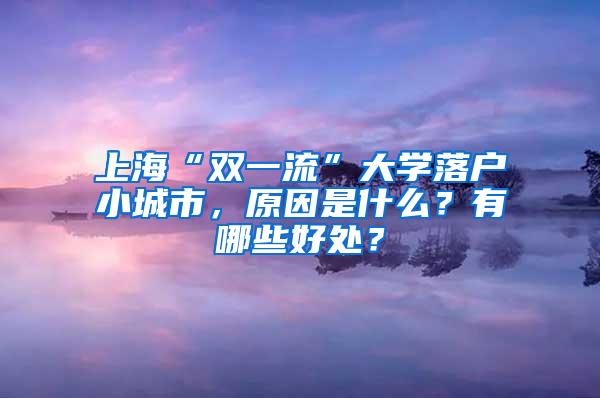 上海“双一流”大学落户小城市，原因是什么？有哪些好处？