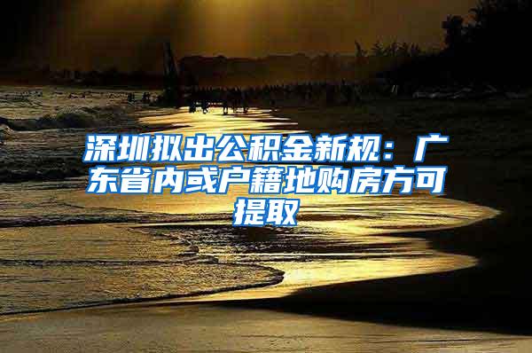 深圳拟出公积金新规：广东省内或户籍地购房方可提取