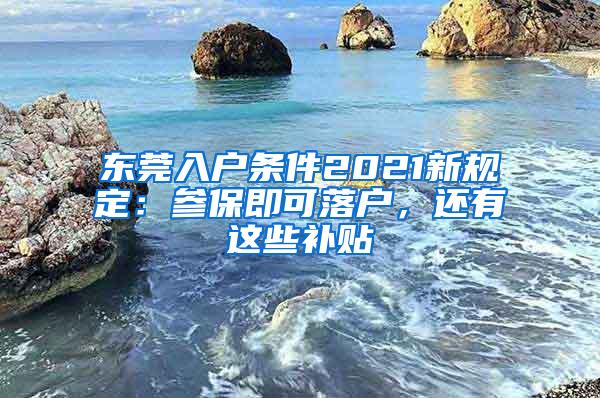 东莞入户条件2021新规定：参保即可落户，还有这些补贴