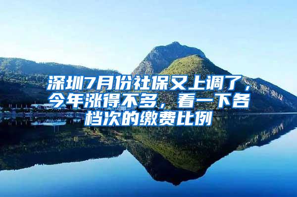 深圳7月份社保又上调了，今年涨得不多，看一下各档次的缴费比例