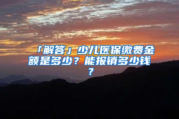 「解答」少儿医保缴费金额是多少？能报销多少钱？