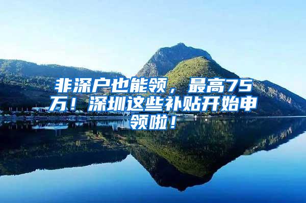 非深户也能领，最高75万！深圳这些补贴开始申领啦！