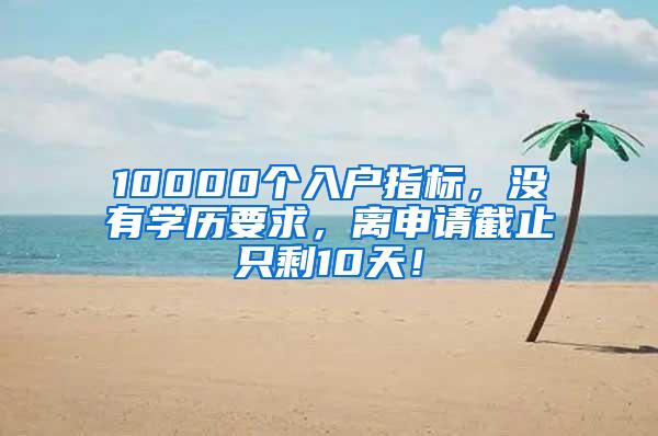 10000个入户指标，没有学历要求，离申请截止只剩10天！