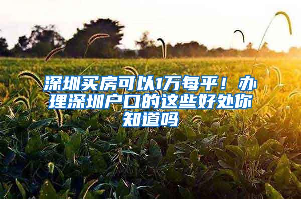 深圳买房可以1万每平！办理深圳户口的这些好处你知道吗