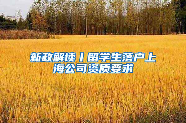 新政解读丨留学生落户上海公司资质要求