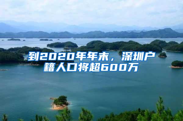 到2020年年末，深圳户籍人口将超600万