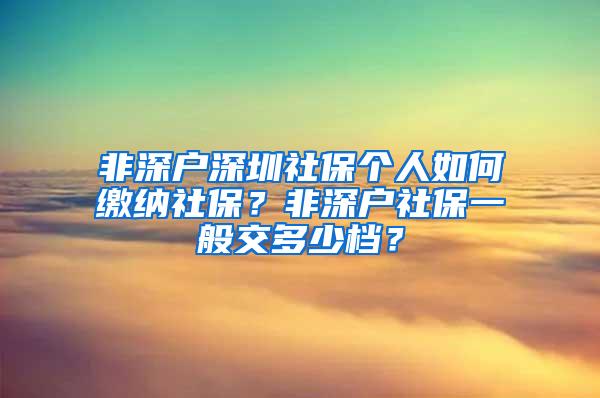 非深户深圳社保个人如何缴纳社保？非深户社保一般交多少档？