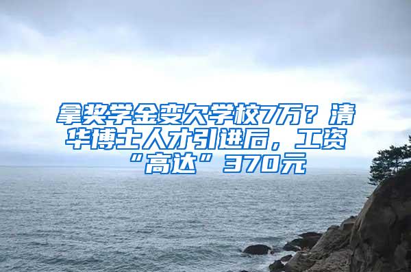 拿奖学金变欠学校7万？清华博士人才引进后，工资“高达”370元