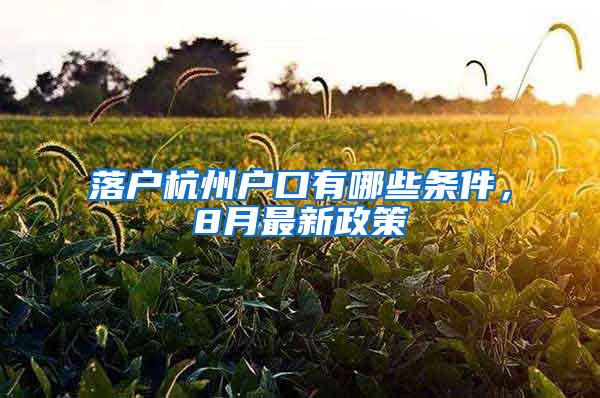 落户杭州户口有哪些条件，8月最新政策