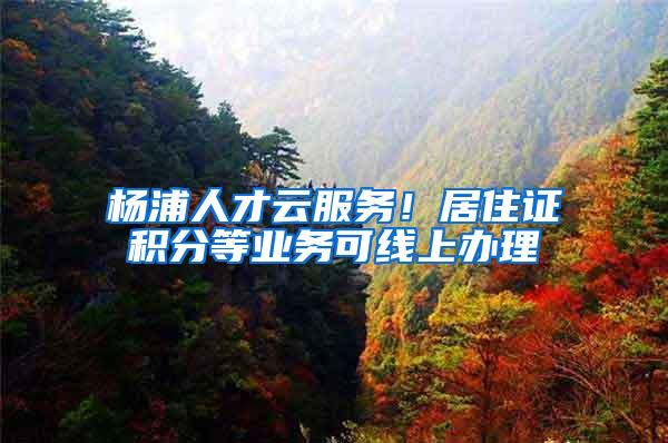 杨浦人才云服务！居住证积分等业务可线上办理