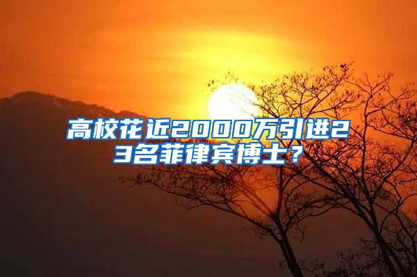 高校花近2000万引进23名菲律宾博士？