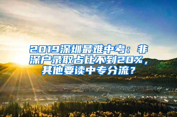 2019深圳最难中考：非深户录取占比不到20%，其他要读中专分流？