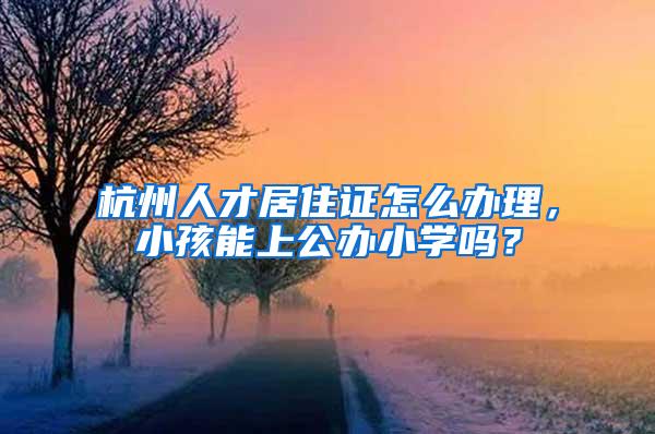 杭州人才居住证怎么办理，小孩能上公办小学吗？