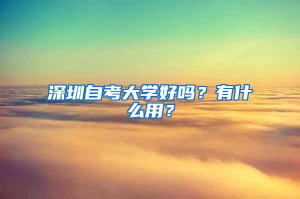 深圳自考大学好吗？有什么用？