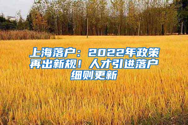 上海落户：2022年政策再出新规！人才引进落户细则更新