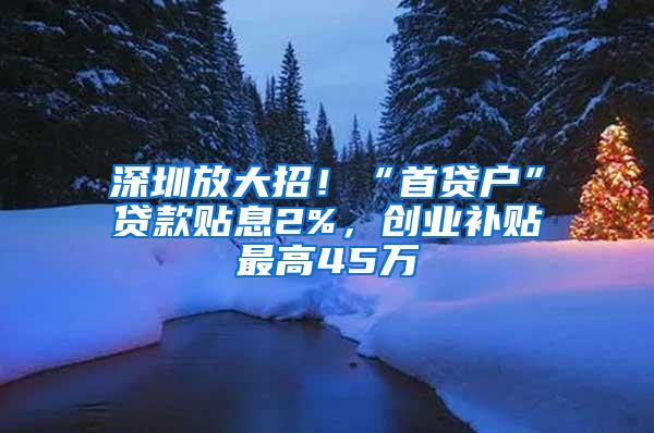 深圳放大招！“首贷户”贷款贴息2%，创业补贴最高45万