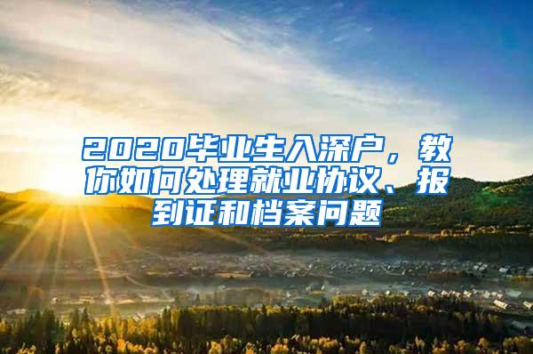 2020毕业生入深户，教你如何处理就业协议、报到证和档案问题