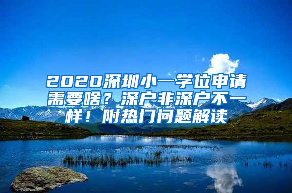 2020深圳小一学位申请需要啥？深户非深户不一样！附热门问题解读