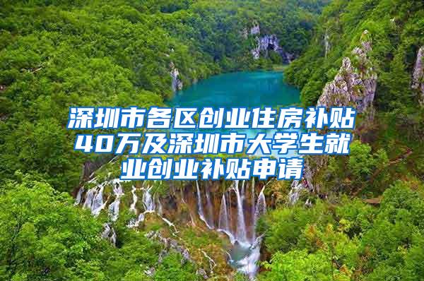 深圳市各区创业住房补贴40万及深圳市大学生就业创业补贴申请