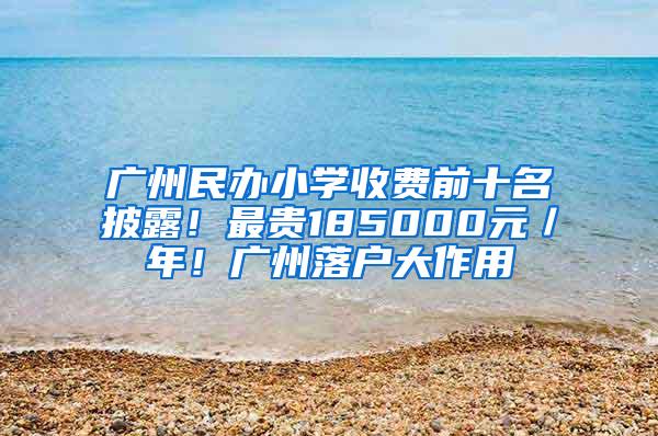 广州民办小学收费前十名披露！最贵185000元／年！广州落户大作用