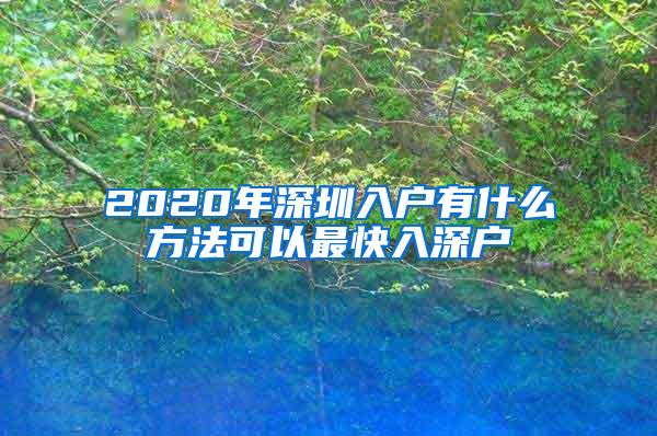 2020年深圳入户有什么方法可以最快入深户