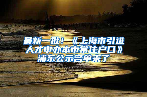 最新一批！《上海市引进人才申办本市常住户口》浦东公示名单来了