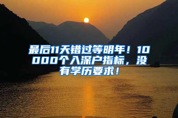 最后11天错过等明年！10000个入深户指标，没有学历要求！