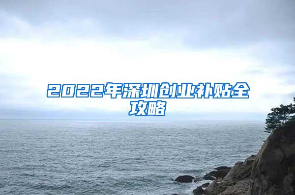 2022年深圳创业补贴全攻略