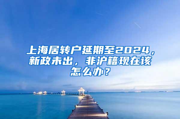 上海居转户延期至2024，新政未出，非沪籍现在该怎么办？