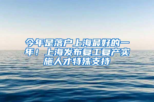 今年是落户上海最好的一年！上海发布复工复产实施人才特殊支持