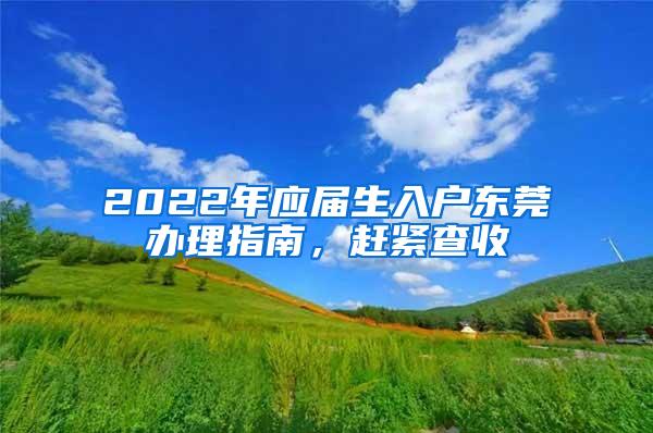 2022年应届生入户东莞办理指南，赶紧查收