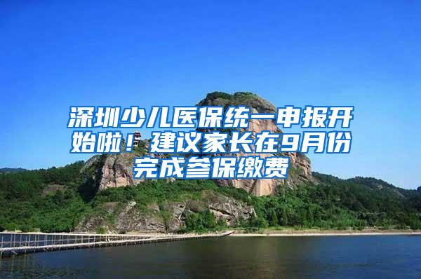 深圳少儿医保统一申报开始啦！建议家长在9月份完成参保缴费