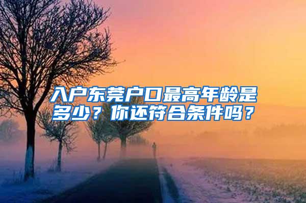 入户东莞户口最高年龄是多少？你还符合条件吗？