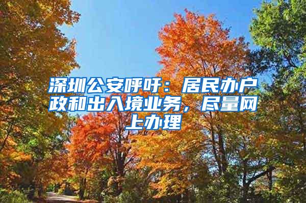 深圳公安呼吁：居民办户政和出入境业务，尽量网上办理