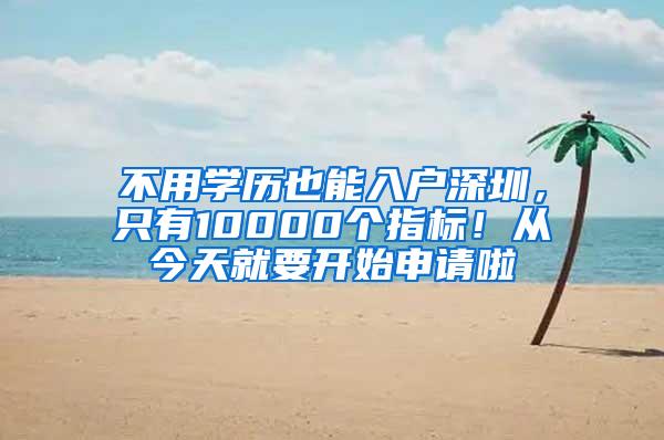 不用学历也能入户深圳，只有10000个指标！从今天就要开始申请啦